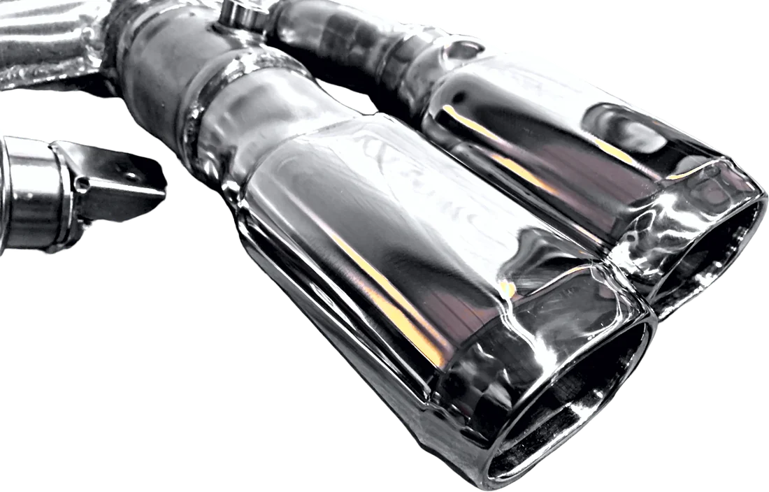 Refurbished and polished twin tail pipes